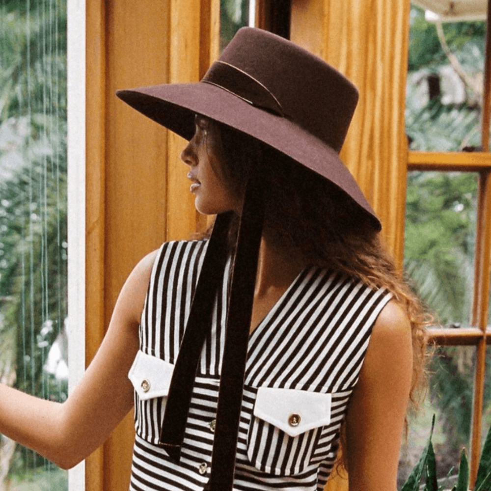 NEW! Lack of Color chocolate Velvet ribbon hat